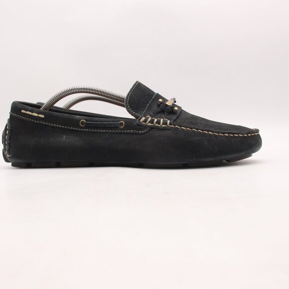 G.H. Bass & Co Driving Loafers Wheldon Bit Men's 12 M Dark Navy Leather Moccasin - Picture 2 of 9